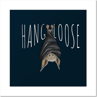 Hang Loose Surfer Wisdom Funny Cute Chilling Bat Posters and Art